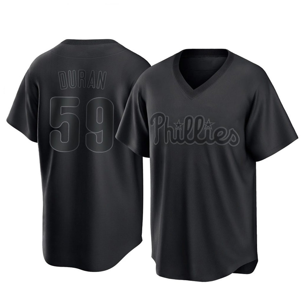 Davalo P.Phillies #59 Jhoan Duran Player Black Pitch Fashion Limited T-shirt Stitched Jerseys