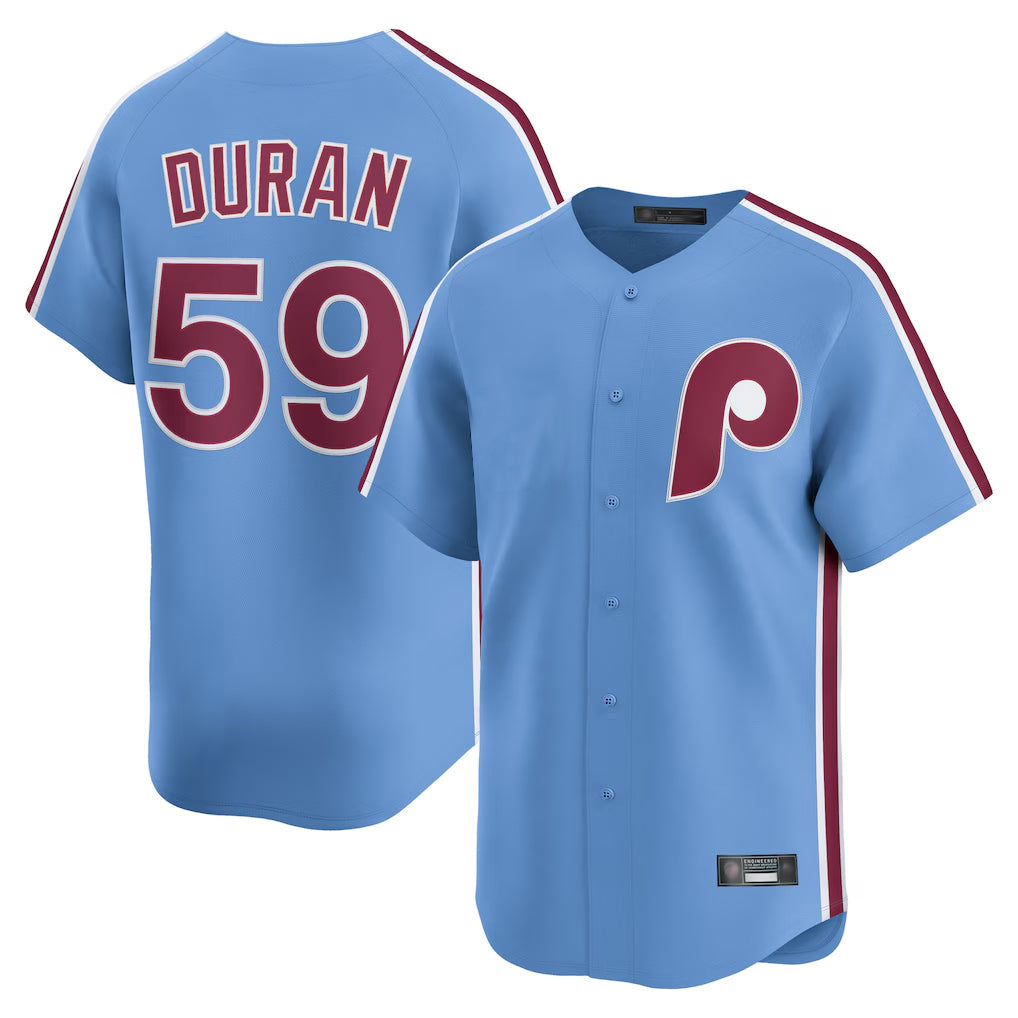 Davalo P.Phillies #59 Jhoan Duran Player Light Blue Home Game Stitched Jerseys