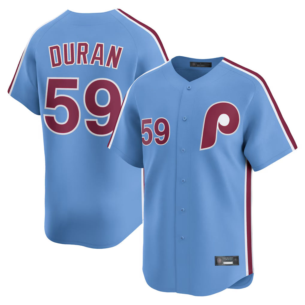 Davalo P.Phillies #59 Jhoan Duran Player Light Blue Home Limited Stitched Jerseys