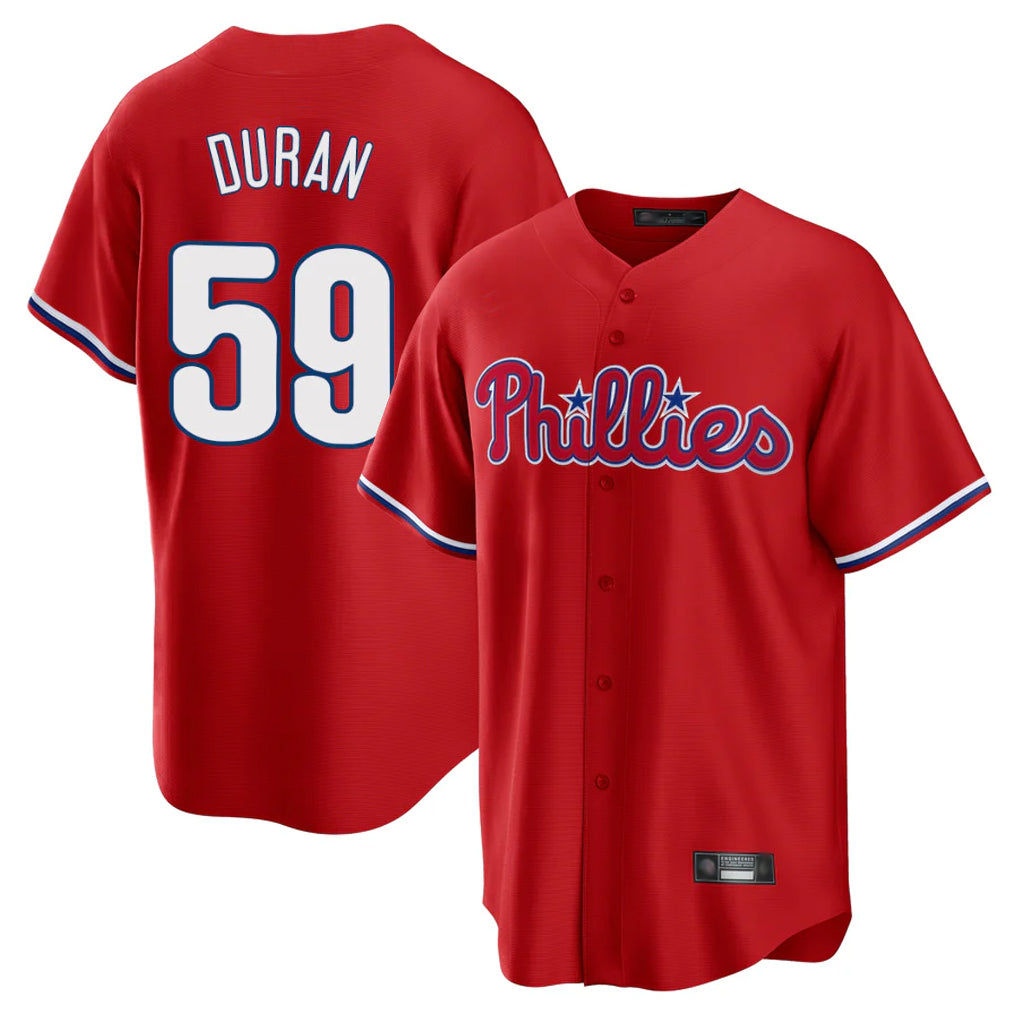 Davalo P.Phillies #59 Jhoan Duran Player Red Home Game Stitched Jerseys