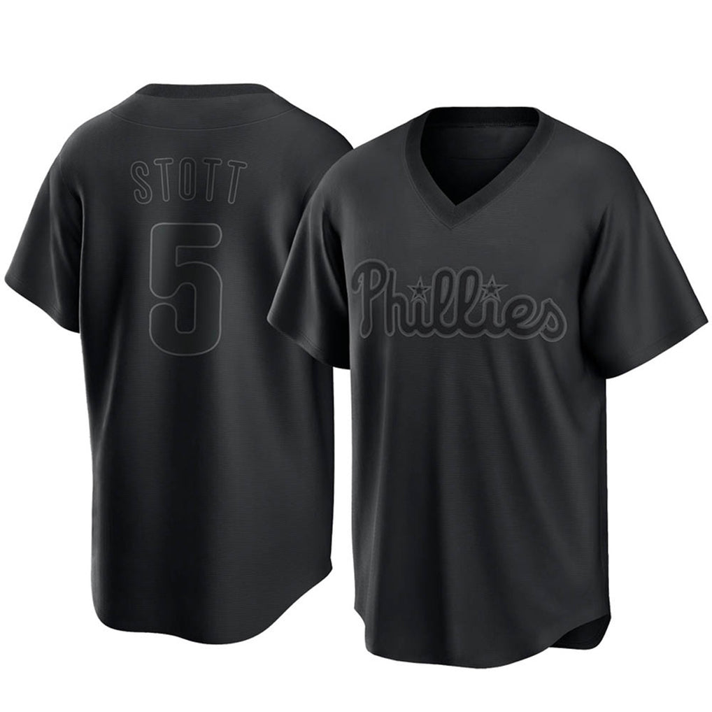 Davalo P.Phillies #5 Bryson Stott Player Black Pitch Fashion Limited T-shirt Stitched Jerseys