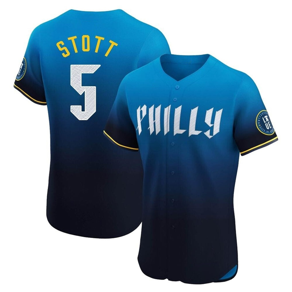 Davalo P.Phillies #5 Bryson Stott Player Blue City Connect Home Limited Elite Stitched Jerseys