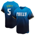 Davalo P.Phillies #5 Bryson Stott Player Blue City Connect Home Limited Stitched Jerseys