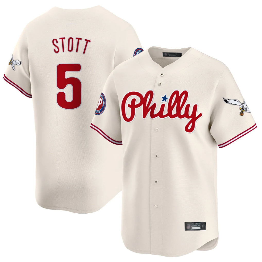 Davalo P.Phillies #5 Bryson Stott Player Cream Phillies & Eagles Vapor Premier Limited Stitched Jerseys