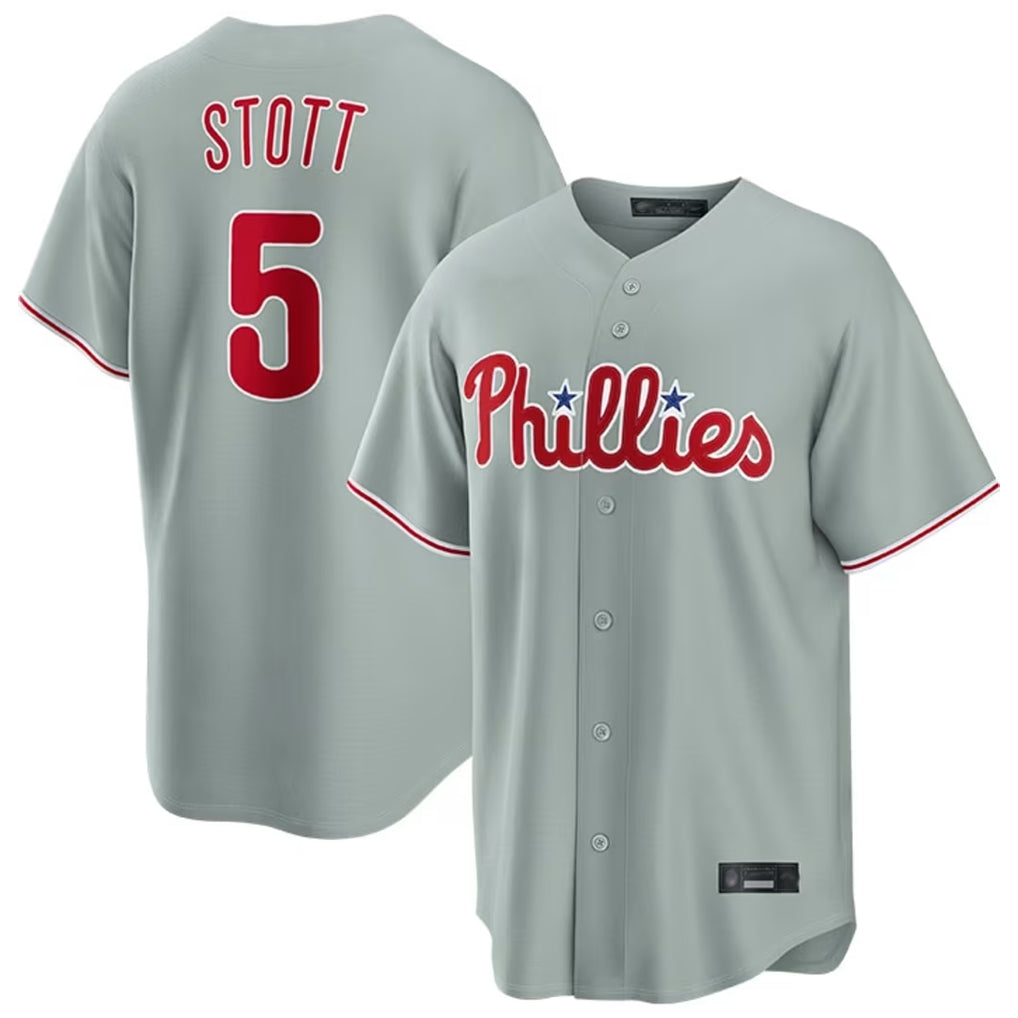 Davalo P.Phillies #5 Bryson Stott Player Gray Home Game Stitched Jerseys