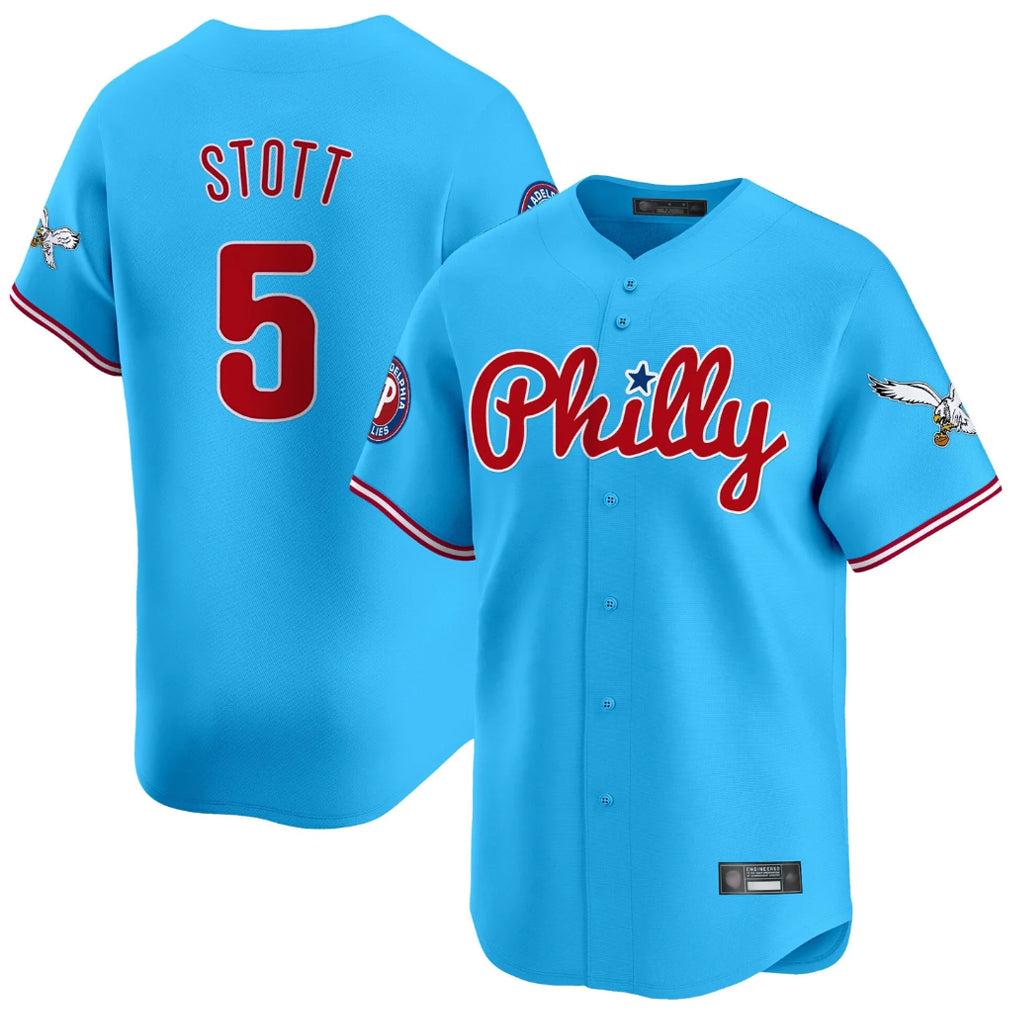 Davalo P.Phillies #5 Bryson Stott Player Light Blue Phillies & Eagles Vapor Premier Limited Stitched Jerseys