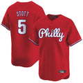 Davalo P.Phillies #5 Bryson Stott Player Red Home Limited Stitched Jerseys