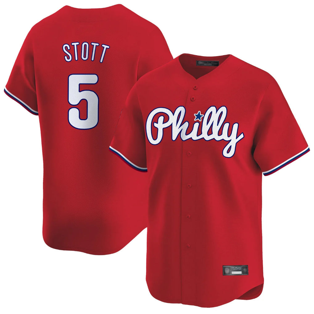Davalo P.Phillies #5 Bryson Stott Player Red Home Limited Stitched Jerseys