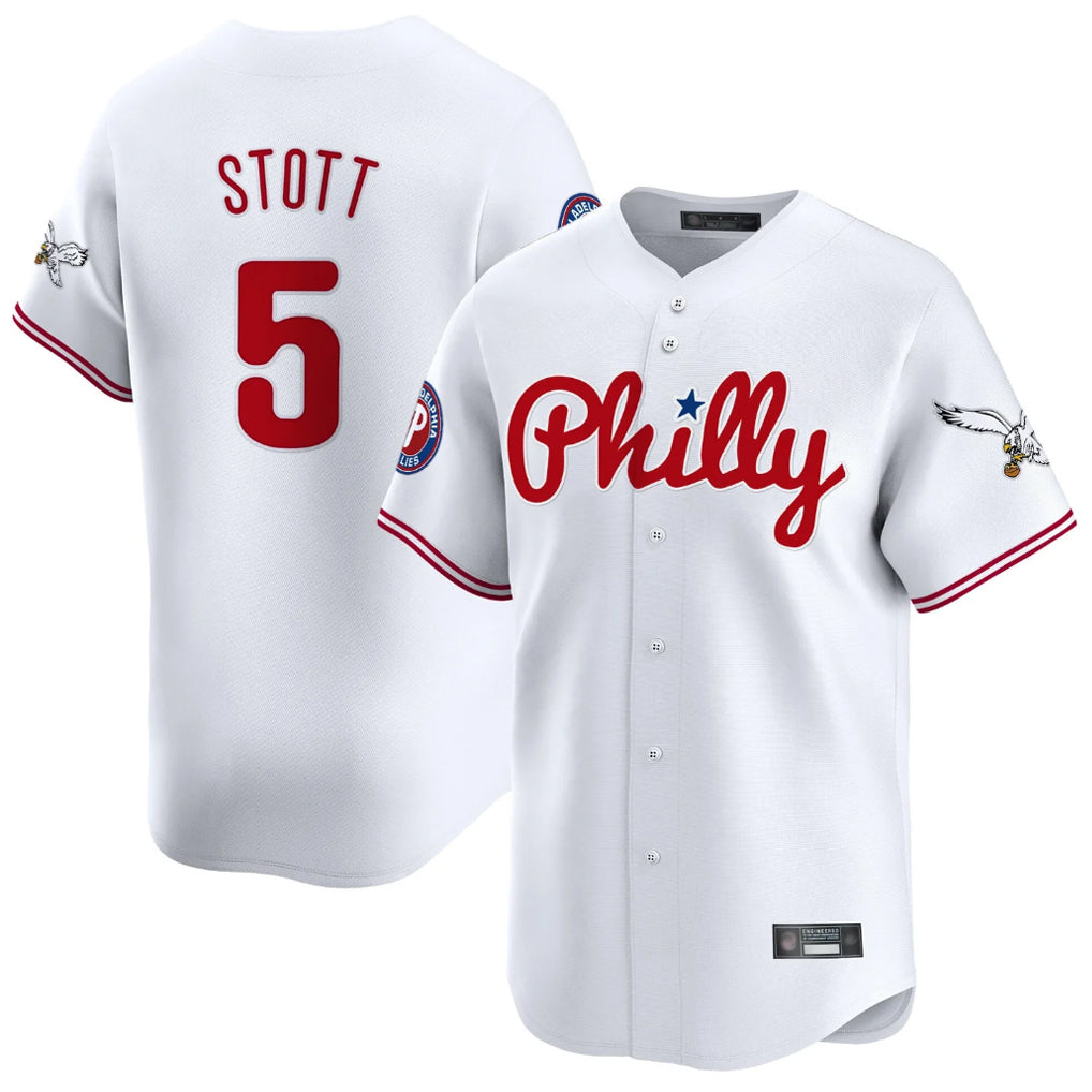 Davalo P.Phillies #5 Bryson Stott Player White Phillies & Eagles Vapor Premier Limited Stitched Jerseys