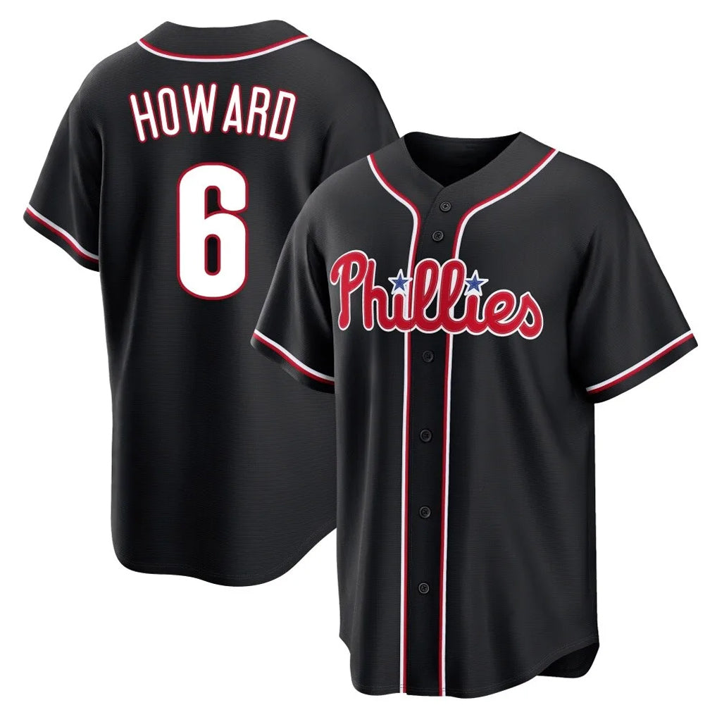 Davalo P.Phillies #6 Ryan Howard Player Black Fashion Out Home Game Stitched Jerseys