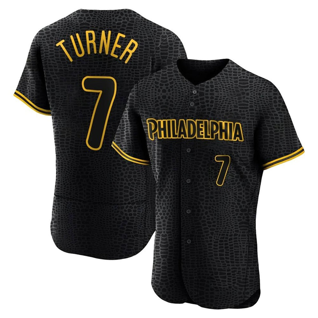 Davalo P.Phillies #7 Trea Turner Player Black Snake Skin City Home Limited Elite Stitched Jerseys