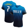 Davalo P.Phillies #7 Trea Turner Player Blue City Connect Home Limited Elite Stitched Jerseys