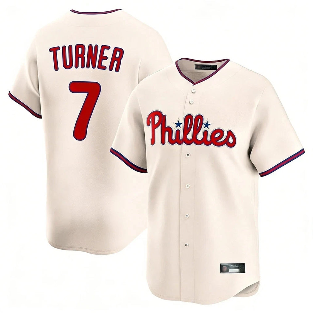 Davalo P.Phillies #7 Trea Turner Player Cream Home Limited Stitched Jerseys