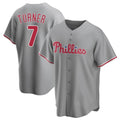 Davalo P.Phillies #7 Trea Turner Player Gray Home Game Stitched Jerseys
