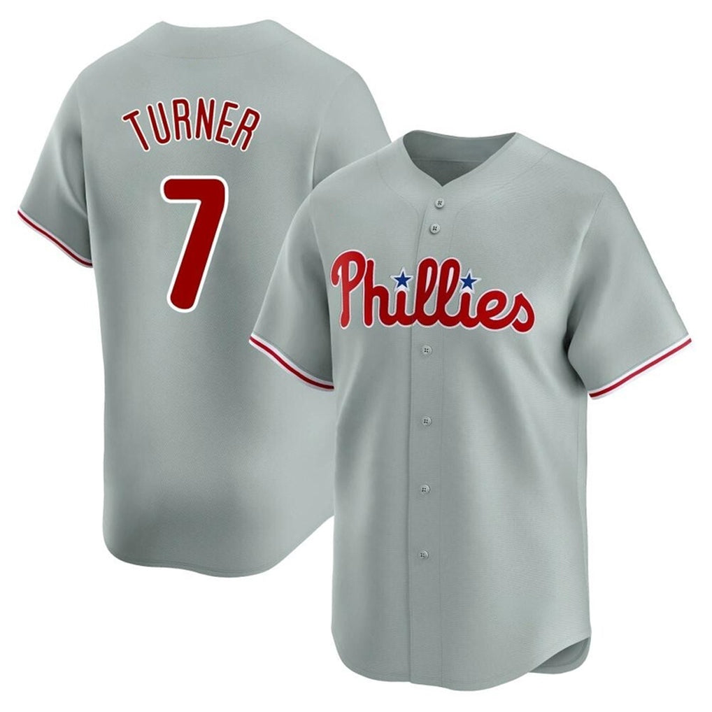 Davalo P.Phillies #7 Trea Turner Player Gray Home Limited Stitched Jerseys
