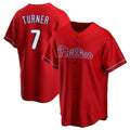 Davalo P.Phillies #7 Trea Turner Player Red Home Game Stitched Jerseys