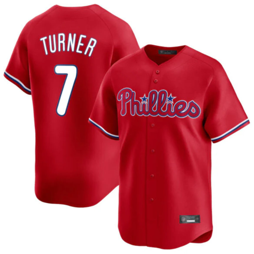 Davalo P.Phillies #7 Trea Turner Player Red Home Limited Stitched Jerseys
