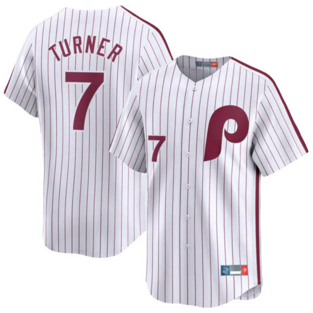 Davalo P.Phillies #7 Trea Turner Player White Cooperstown Collection Limited Home Stitched Jerseys