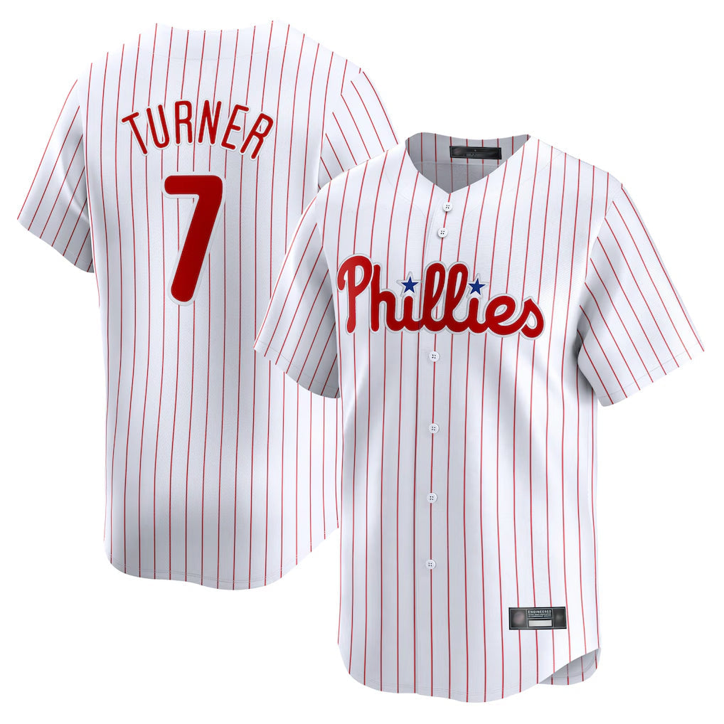 Davalo P.Phillies #7 Trea Turner Player White Home Limited Stitched Jerseys