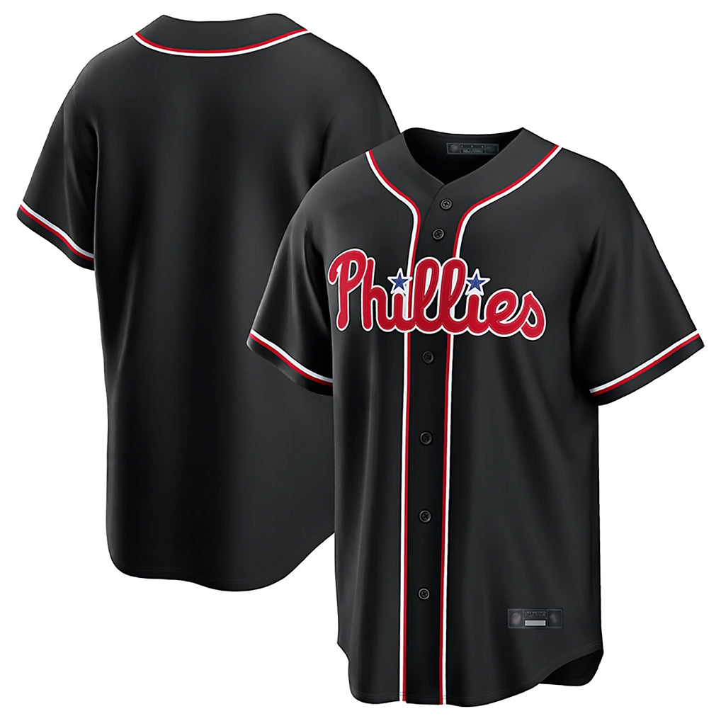 Davalo P.Phillies Blank Player Black Fashion Out Home Game Stitched Jerseys