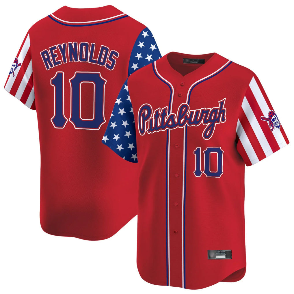 Davalo P.Pirates #10 Bryan Reynolds Player Red 2025 Independence Day Vapor Premier Limited Stitched Jerseys