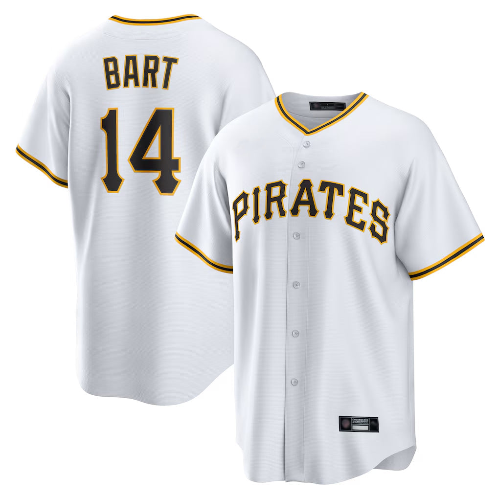 Davalo P.Pirates #14 Joey Bart Player White Home Game Stitched Jerseys