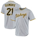 Davalo P.Pirates #21 Roberto Clemente Player Gray Road Home Game Stitched Jerseys