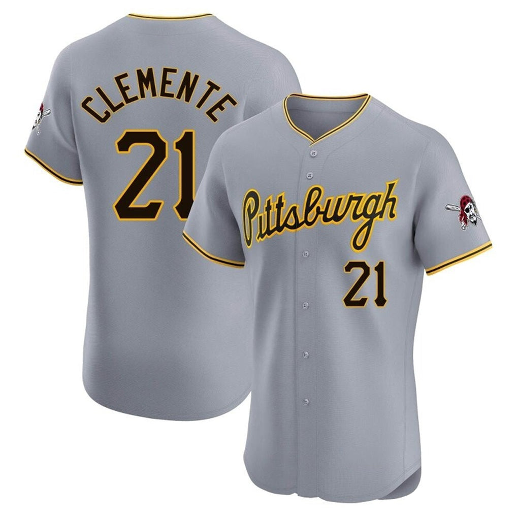 Davalo P.Pirates #21 Roberto Clemente Player Gray Road Home Limited Elite Stitched Jerseys