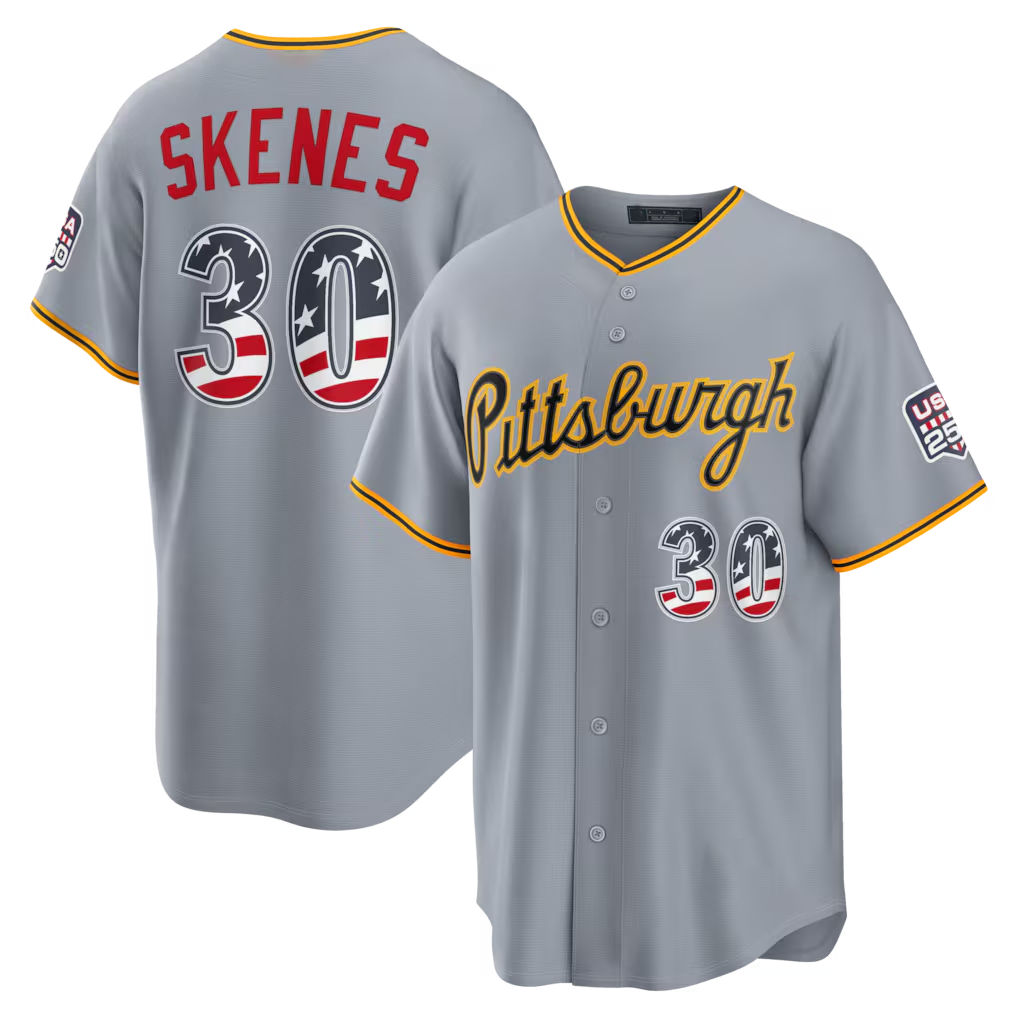 Davalo P.Pirates #30 Paul Skenes Gray USA 250 Fourth of July Road Stadium Jersey