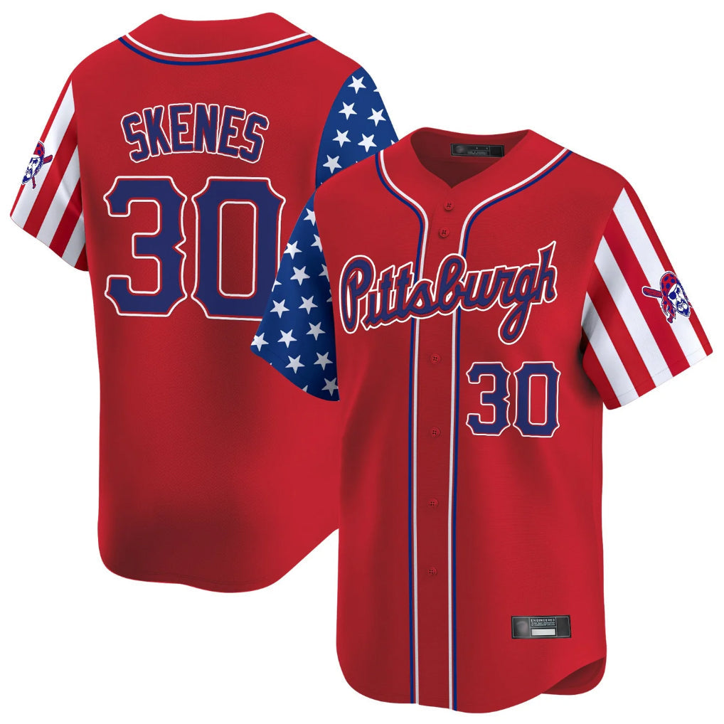 Davalo P.Pirates #30 Paul Skenes Player Red 2025 Independence Day Vapor Premier Limited Stitched Jerseys