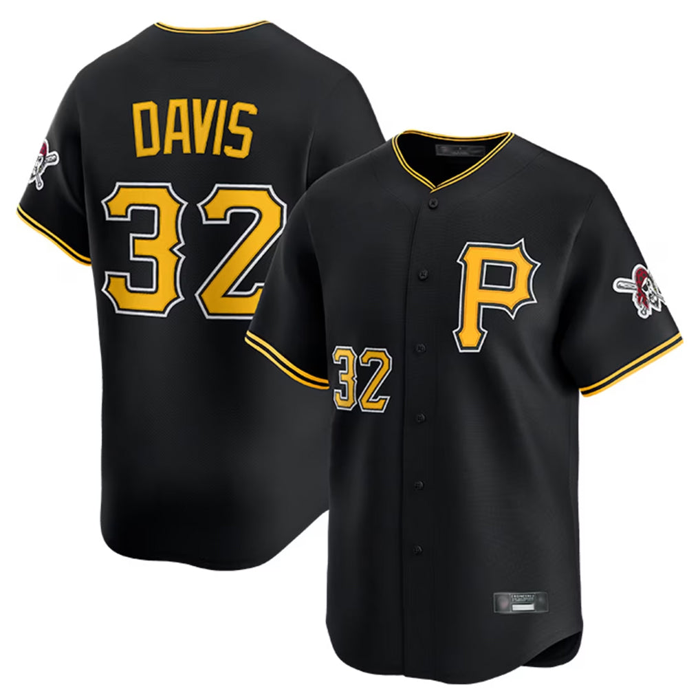 Davalo P.Pirates #32 Henry Davis Player Black Alternate Limited Game Stitched Jerseys