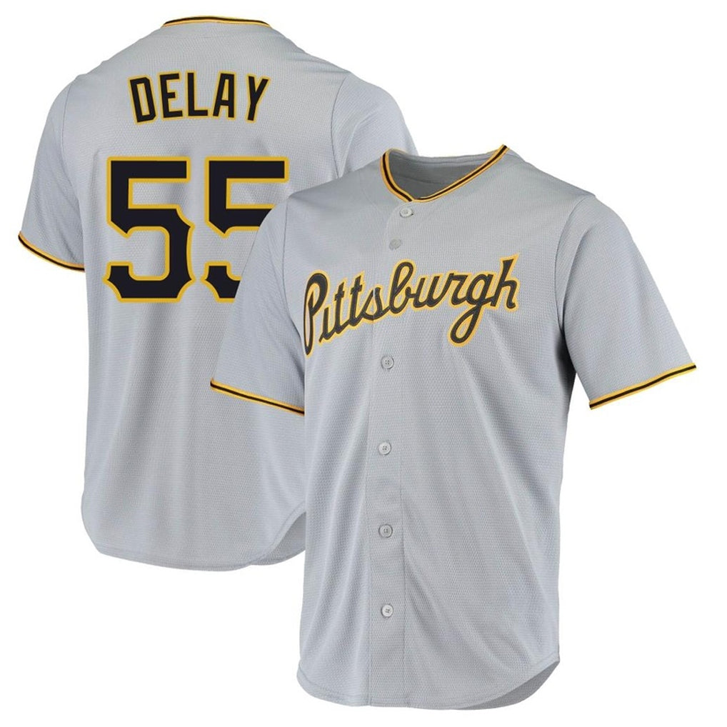 Davalo P.Pirates #55 Jason Delay Player Gray Road Home Game Stitched Jerseys