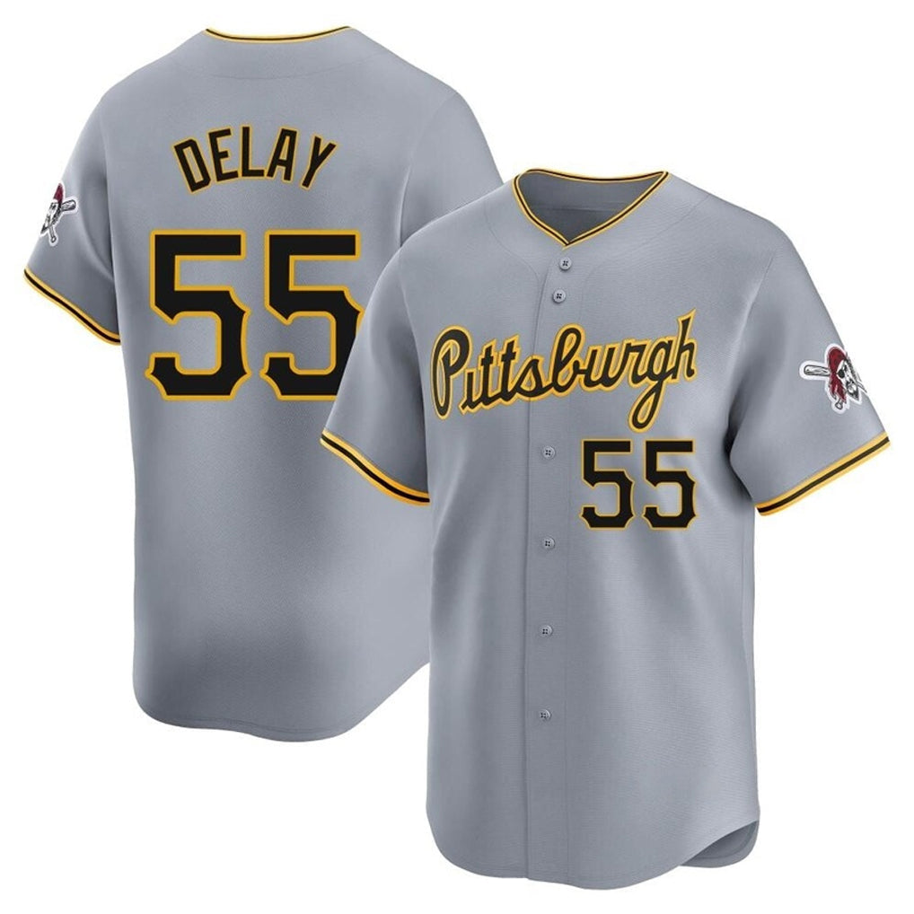 Davalo P.Pirates #55 Jason Delay Player Gray Road Home Limited Stitched Jerseys