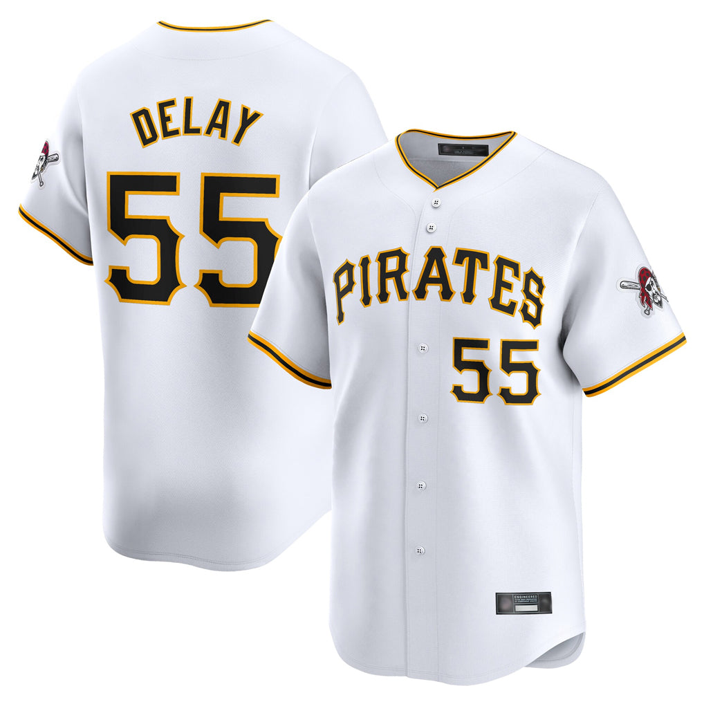 Davalo P.Pirates #55 Jason Delay Player White Home Limited Stitched Jerseys