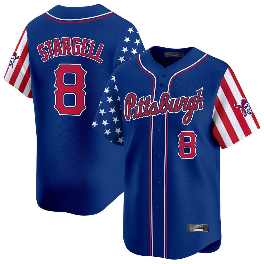 Davalo P.Pirates #8 Willie Stargell Player Royal 2025 Independence Day Vapor Premier Limited Stitched Jerseys