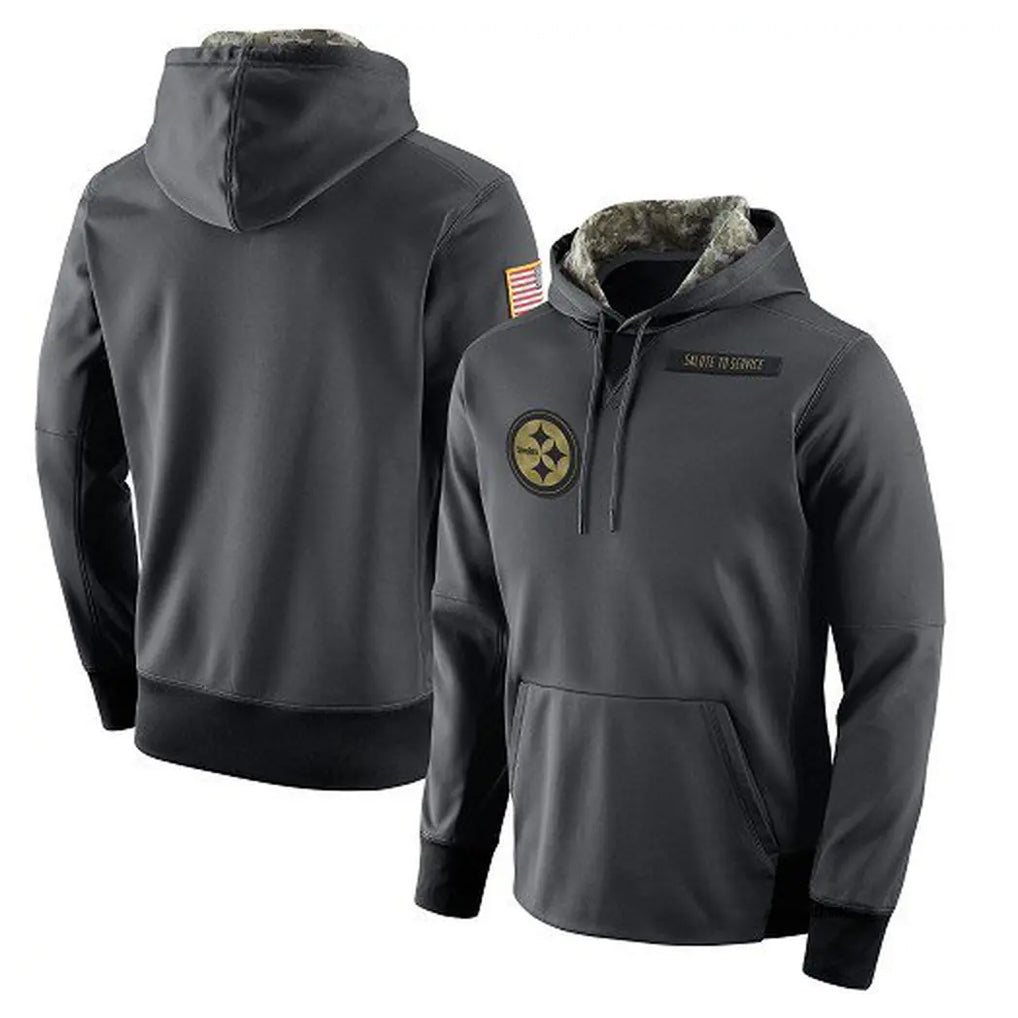 Davalo P.Steelers Gray Pullover Hoodies Limited Blank Player Stitched Jerseys
