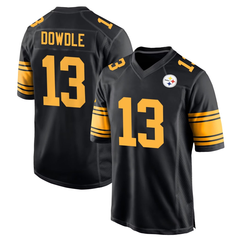 Davalo P.Steelers #13 Rico Dowdle Player Black Color Rush Home Game Stitched Jerseys