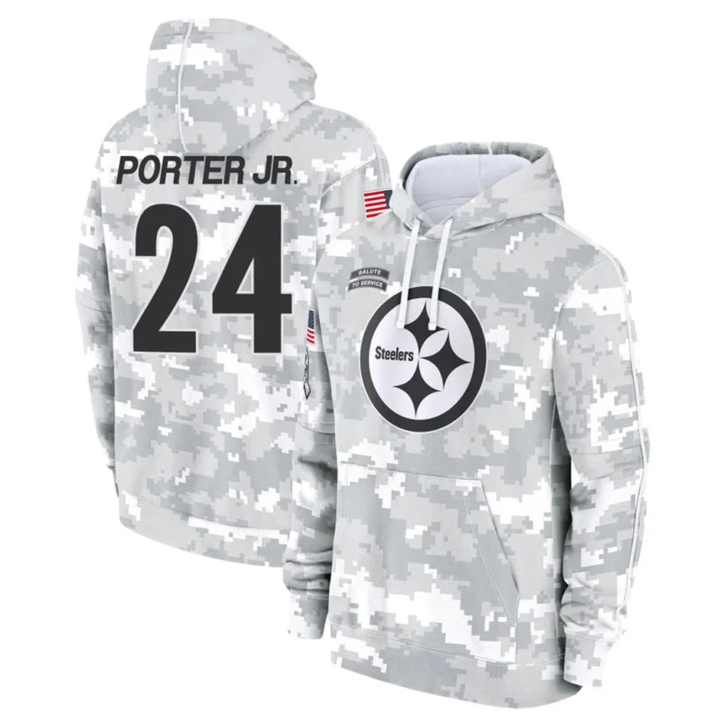 Davalo P.Steelers #24 Joey Porter Jr. Player Arctic Camo Limited Salute to Service Pullover Hoodies Game Stitched Jerseys