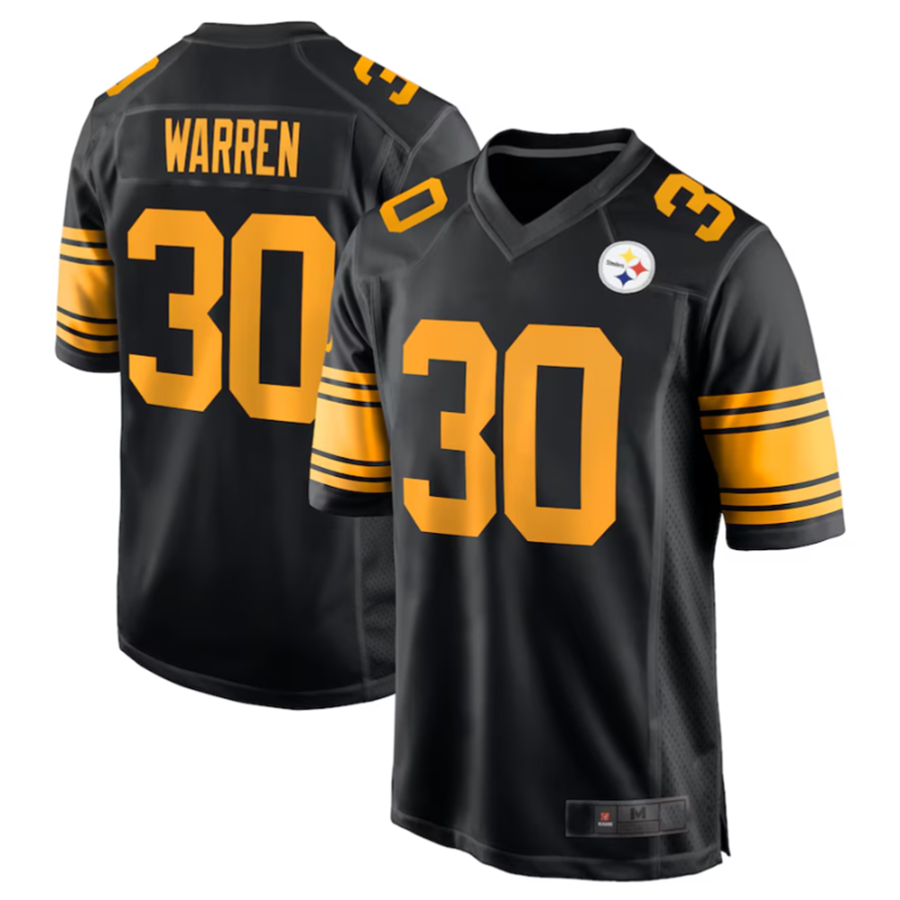 Davalo P.Steelers #30 Jaylen Warren Black Alternate Game American Stitched Jersey