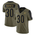 Davalo P.Steelers #30 Jaylen Warren Player Olive Salute To Service Limited Game Stitched Jerseys