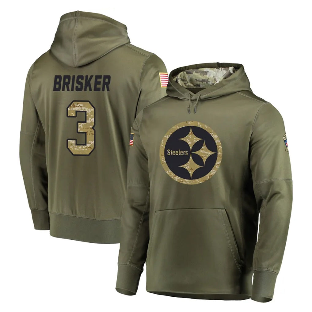 Davalo P.Steelers #3 Jaquan Brisker Player Olive Salute to Service Pullover Hoodie Home Game Stitched Jerseys