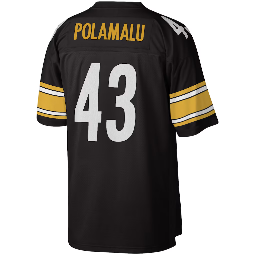 Davalo P.Steelers #43 Troy Polamalu Mitchell & Ness Black Legacy Replica Stitched Jerseys