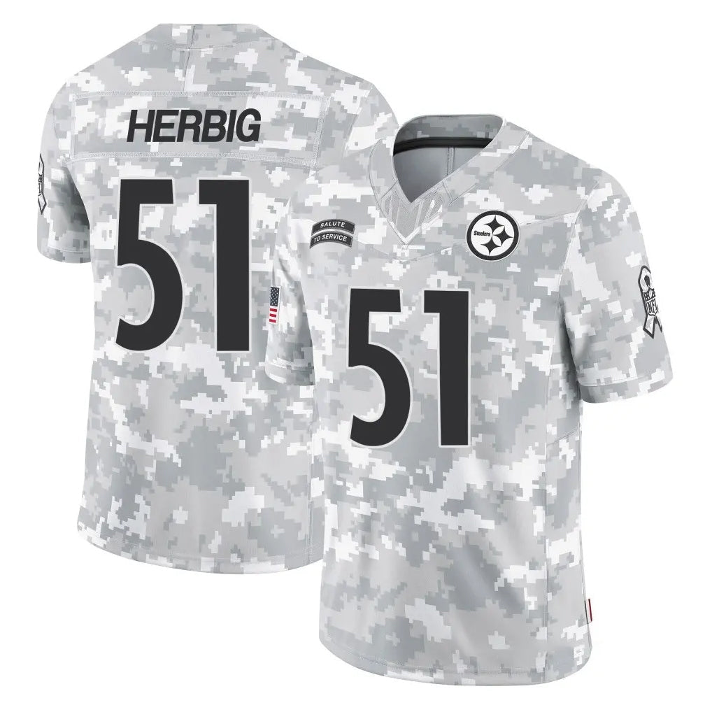 Davalo P.Steelers #51 Nick Herbig Player Arctic Camo Limited Salute To Service Home Game Stitched Jerseys