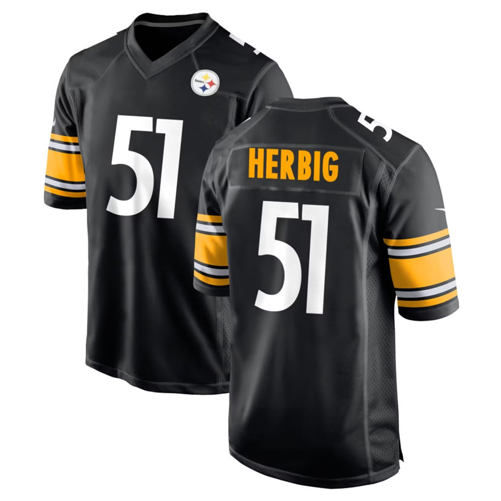 Davalo P.Steelers #51 Nick Herbig Player Black Home Game Stitched Jerseys