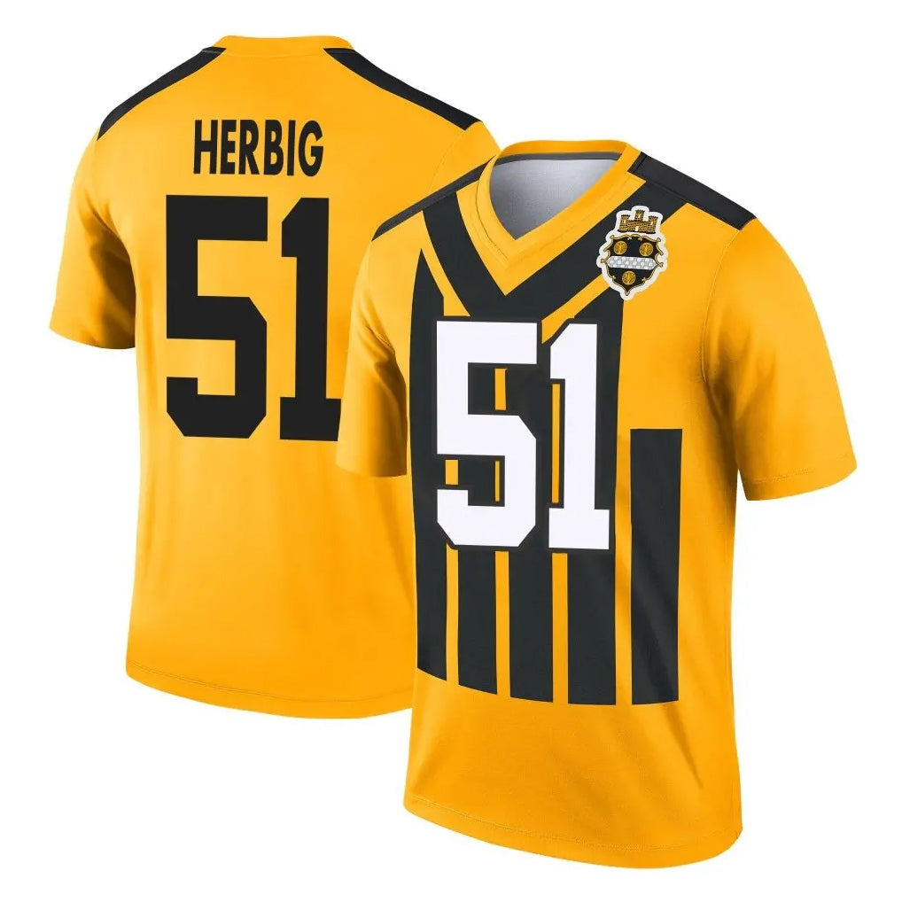 Davalo P.Steelers #51 Nick Herbig Player Gold Legend Limited 1933 Throwback Performance Home Game Stitched Jerseys