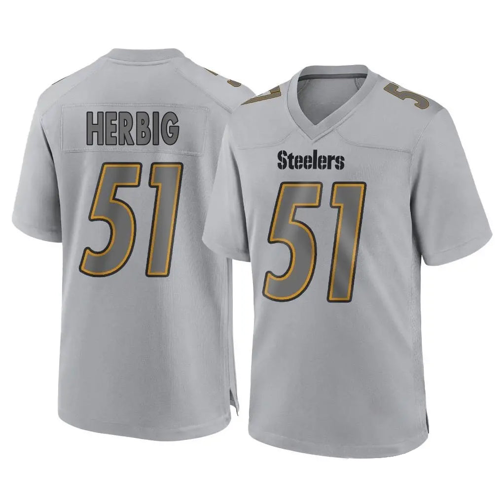 Davalo P.Steelers #51 Nick Herbig Player Gray Atmosphere Fashion Home Game Stitched Jerseys
