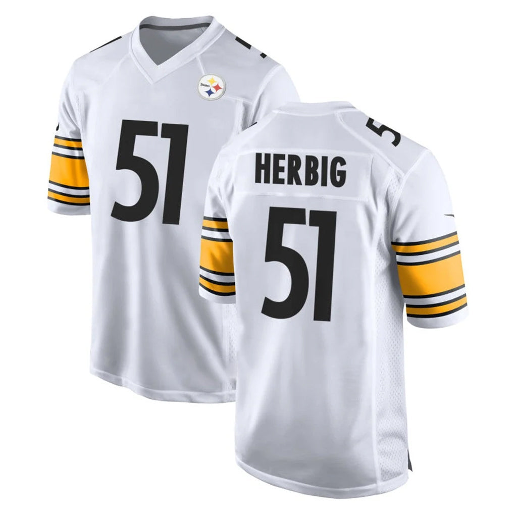 Davalo P.Steelers #51 Nick Herbig Player White Home Game Stitched Jerseys