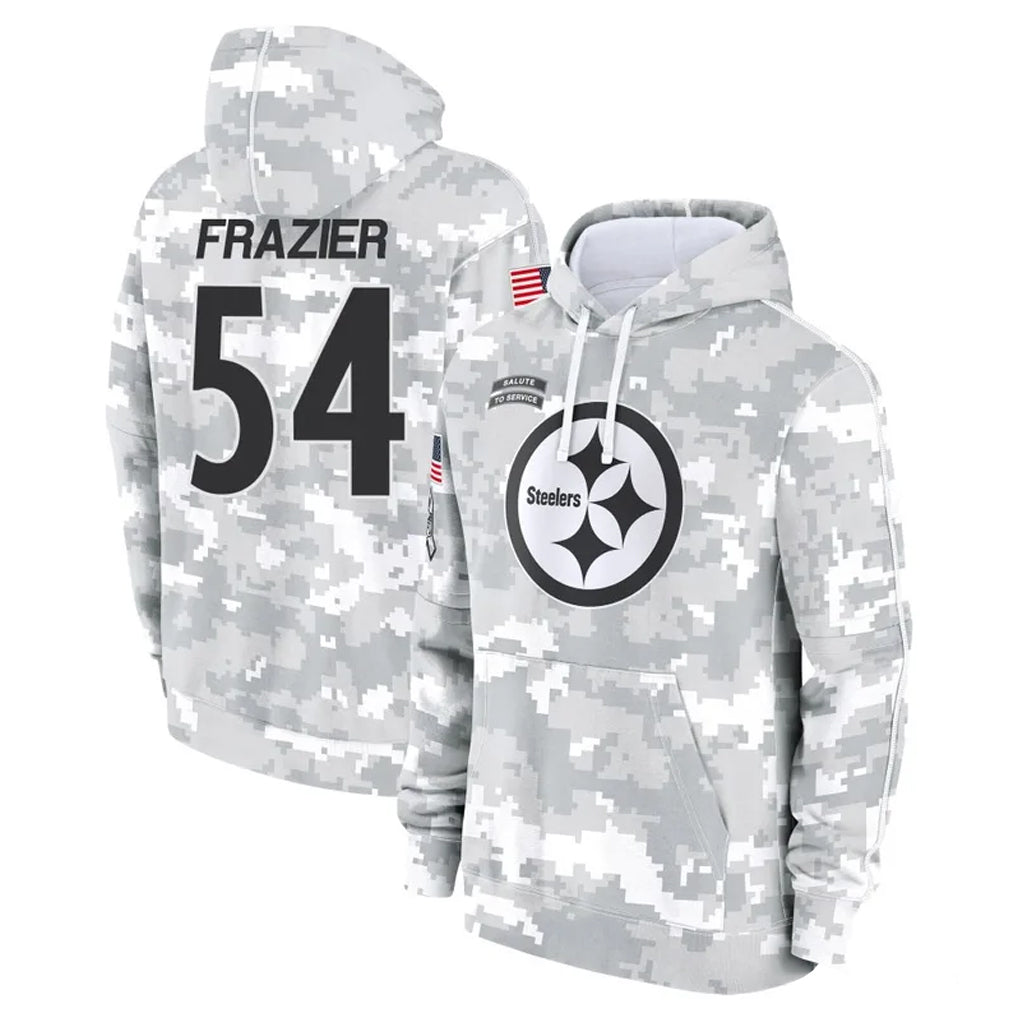 Davalo P.Steelers #54 Zach Frazier Player Arctic Camo Limited Salute to Service Pullover Hoodies Game Stitched Jerseys