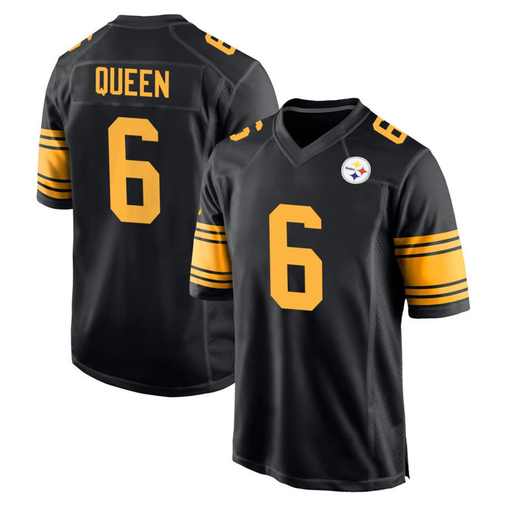 Davalo P.Steelers #6 Patrick Queen Player Black Color Rush Home Game Stitched Jerseys