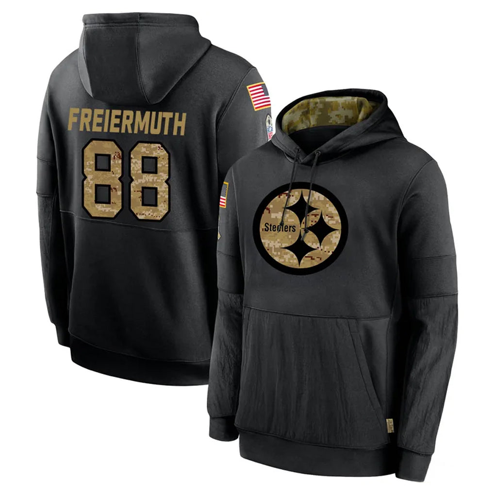 Davalo P.Steelers #88 Pat Freiermuth Player Black Salute to Service Hoodies Limited Game Stitched Jerseys